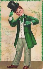 St Patricks Day Red Head Irishman Top Hat Clapsaddle Signed Vintage Postcard picture
