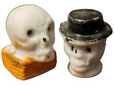 Rare Vintage 1930's Porcelain Halloween Skull Carnival Prize Toy Pencil Toppers picture