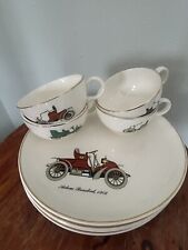 Vintage Salem 24k Car Luncheon Plates And Cups Set Of 4 Insurance Advertising picture