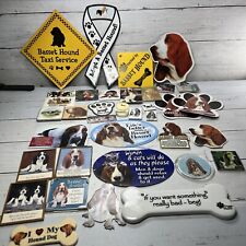 Vintage Basset Hound Lot Signs Magnets Dog Bone Note Holder 1980’s & 1990’s picture