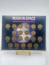 VTG RARE 1969 Bronze MAN IN SPACE Coin Collection Board Complete picture