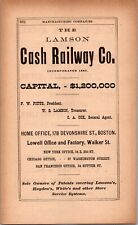 1885 The Lamson Cash Railway Co. F.W. Fitts President  BOSTON MA picture