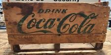 VINTAGE RARE COCA COLA TALL BOY GREEN LETTERING WOODEN BOTTLE CRATE 05/74 picture