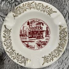 Vintage Seattle 4” Ceramic Ashtray Mt Rainier Pioneer Square Old Curiosity Shop picture