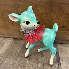 RETRO VINTAGE INSPIRED Teal Turquoise Deer Christmas Resin Red Tulle Cape picture