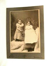 Antique Cabinet Photo CDV 2 Girls Sisters Dressed In Fancy Victorian Clothes picture