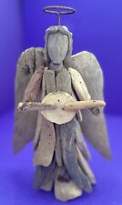 Hand-crafted Carved Driftwood Standing Angel Coastal Folk Art Decor 9”SALE picture