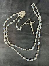 VTG ROSARY MULTI FACETED CLEAR AURORA BOREALIS BEADS ITALY OUR LADY CZESTOCHOWA picture
