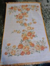 Vintage JC Penney's Orange Fringed Bath Towel Flowers 40