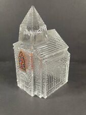 Church Tea Light Candle Holder 3”x 6” Cathedral Cover Etched Stained Glass Lamp picture