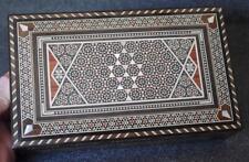 GORGEOUS HANDMADE IN INDIA WOOD MOTHER OF PEARL MARQUETRY INLAY RECTANGULAR BOX picture