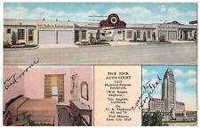 1939 Los Angeles CA - Tick Tock Auto Court - linen postcard picture