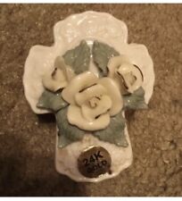 VTG Cross Trinket Dish Jewelry Box With Roses-Lily Creek Porcelain #2 picture
