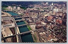 Aerial View Phildelphia PA Pennsylvania Delaware River Bridges Postcard UNP VTG picture