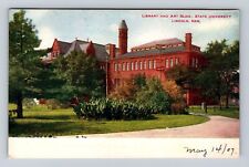 Lincoln NE-Nebraska, State University, Library & Art Building, Vintage Postcard picture