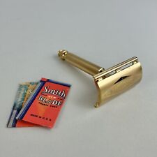 Vintage Gillette 1930s Ball End Gold Tone Safety Razor 3 Piece + Blades, GREAT picture