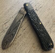 Damascus Custom Made Beautiful Folding Pocket Knife With Sheath JAC207 picture