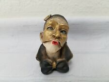 Vintage L.T. Head Blue Eyes Gold Mask Red Kissing Lips Bonnet Pom Pom Bow Tie. picture
