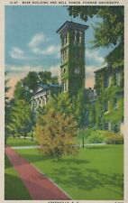 Main Building And Bell Tower Furman University Linen Vintage Postcard picture