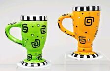 Set of 2 Bella Casa by Ganz Footed Latte Coffee Mugs 6'' Tall * EUC Very NICE  picture