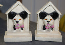 Vintage Chalk Ware Bookends Dog PUPPY SCOTTY SHITZU TERRIER STATUE COVENTRY WARE picture