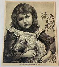1879 magazine engraving ~ LAURA AND HER PET LAMB picture