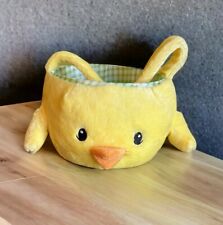 DANDEE Baby Chick Easter Basket Yellow Plush Green Liner 5” picture