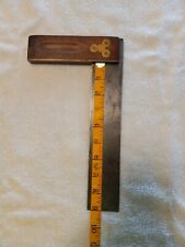 Antique 9 inch Try Square Wood Brass Carpentry Tool picture