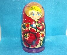 Vintage Nesting Matryoshka 2 Hand Painted Wooden Dolls 5 Pcs Stacking USSR picture