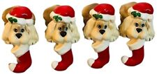 VTG PUPPY STOCKING HOLDERS CHRISTMAS 1985 DOG AROUND WORLD HOUSE OF LLOYD TAIWAN picture
