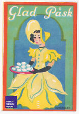 Easter / SUNDBLAD - SMALL CPA 1935s Vintage Sweden Art Deco Postcard Women Flower picture