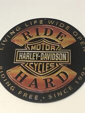 Harley Davidson “Ride Hard” Embossed Tin Sign 14X14 Inches picture