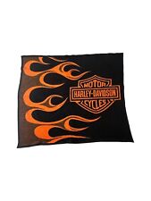 Vintage Harley Davidson Aurora Flaming Throw Blanket Black Orange 46x55 in picture