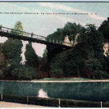 c1910s Paris France Les Buttes Chaumont Postcard Suspension Belvédère Bridge A40 picture