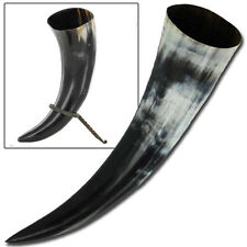 Handcrafted Medieval Viking Norwegian Ceremonial Drinking Bovine Horn & Stand  picture