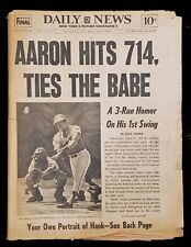Hank Aaron hits 714 Ties the Babe 1974 NY Daily News Newspaper - Original picture