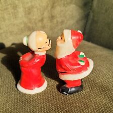 Vintage Kissing Santa and Mrs Claus Christmas 2 inch Mini Decorative Figures picture