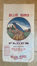 Fun 1990s~Faux Vintage 1930s Blue Bird Flour Feed Sack 25 lbs~Cortez, Colorado picture