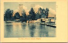 VINTAGE POSTCARD THE RACE AT PRINCES' ISLAND CALGARY ALBERTA CANADA MAILED 1912 picture