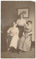 Young Women Pose In Home Parlor Amateur Photo Edwardian Fashion Interior c. 1915 picture