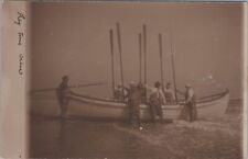 Crew in Life Jackets Paddles Up Boat Brigantine 1907 PM RPPC Photo Postcard picture
