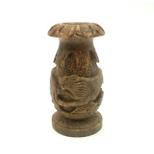 Asian Handmade Marble stone Candle Holder Carved Animal Vintage Candlestick 4.2