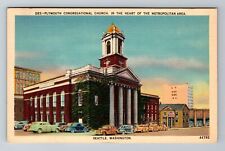 Seattle WA-Washington, Plymouth Congregational Church, Vintage c1939 Postcard picture