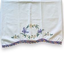 Embroidered Pillow Case Standard Size Butterflies Flowers Single 20