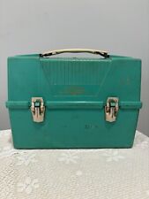 Vintage Thermos Blue Plastic Dome Workers Lunch Box - Rare Smaller Size Green picture