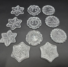 Fostoria Glass Christmas Ornament Set of 11 Clear Glass Ornaments Vintage picture