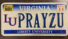Virginia Personalized Vanity License Plate Collegiate Liberty University PRAYZU picture