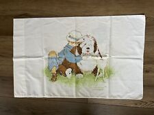 Vintage 1977 Holly Hobbie and Robby Pillow Case Double-Sided Dog, Lamb, Geese picture