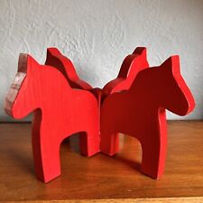 Scandinavian Decor * 4 Red Painted Wood Dala  Horses* Figure MS picture
