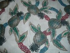 Vtg 70s Retro Hawaiian Woven Pineapple Teal Red Blue Sew Crafts Fabric 50x42 PB6 picture